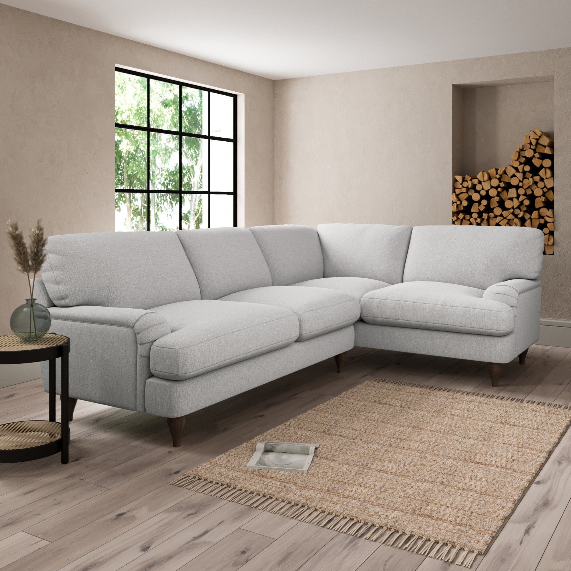 Darwin Textured Weave Right Hand Corner Sofa Textured Weave Silver