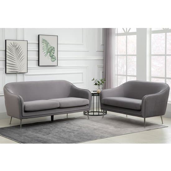 Novello Fabric Upholstered 2 Seater And 3 Seater Sofa In Grey