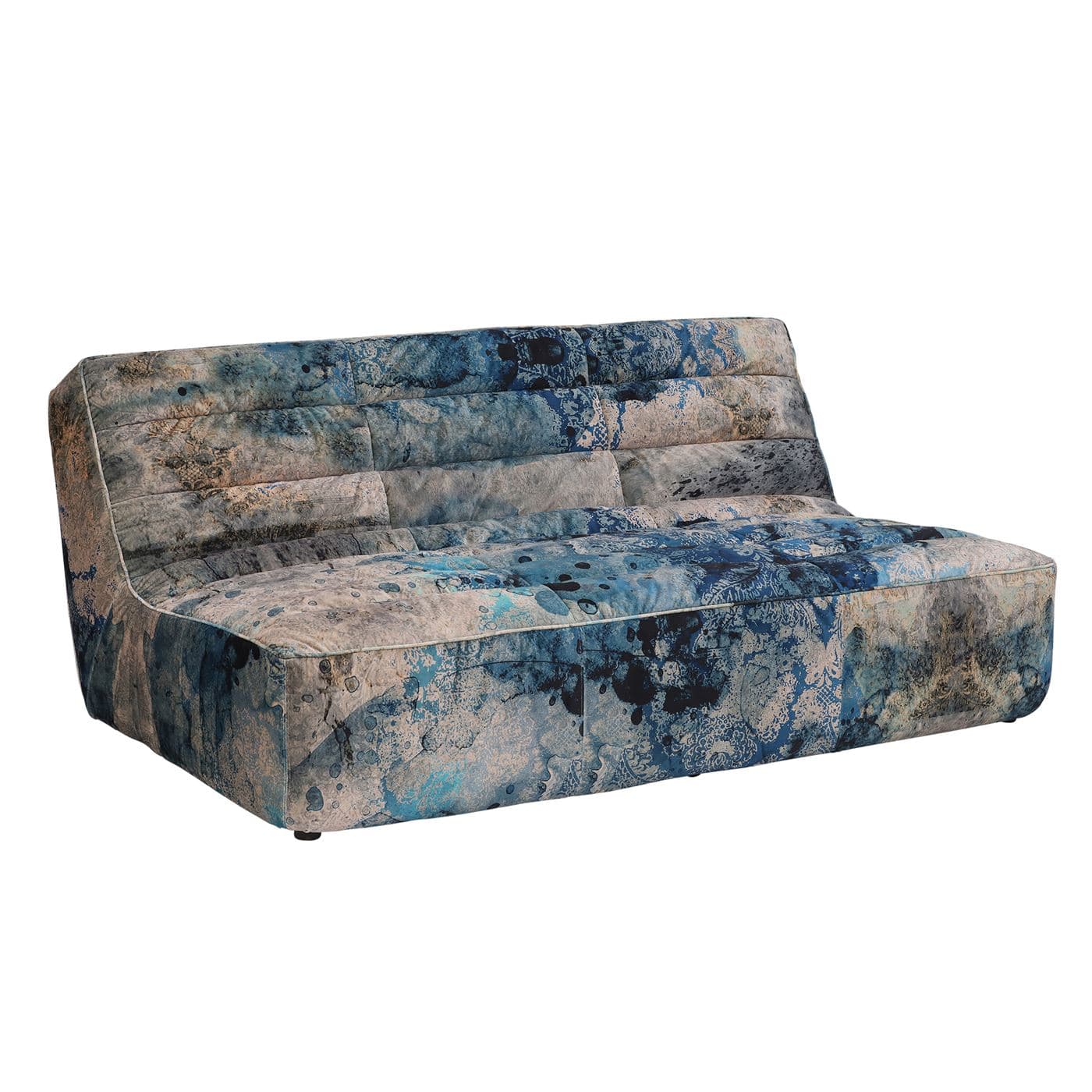Timothy Oulton Shabby Sectional 3 Seater Sofa, Faded and Degraded Melting Paisley