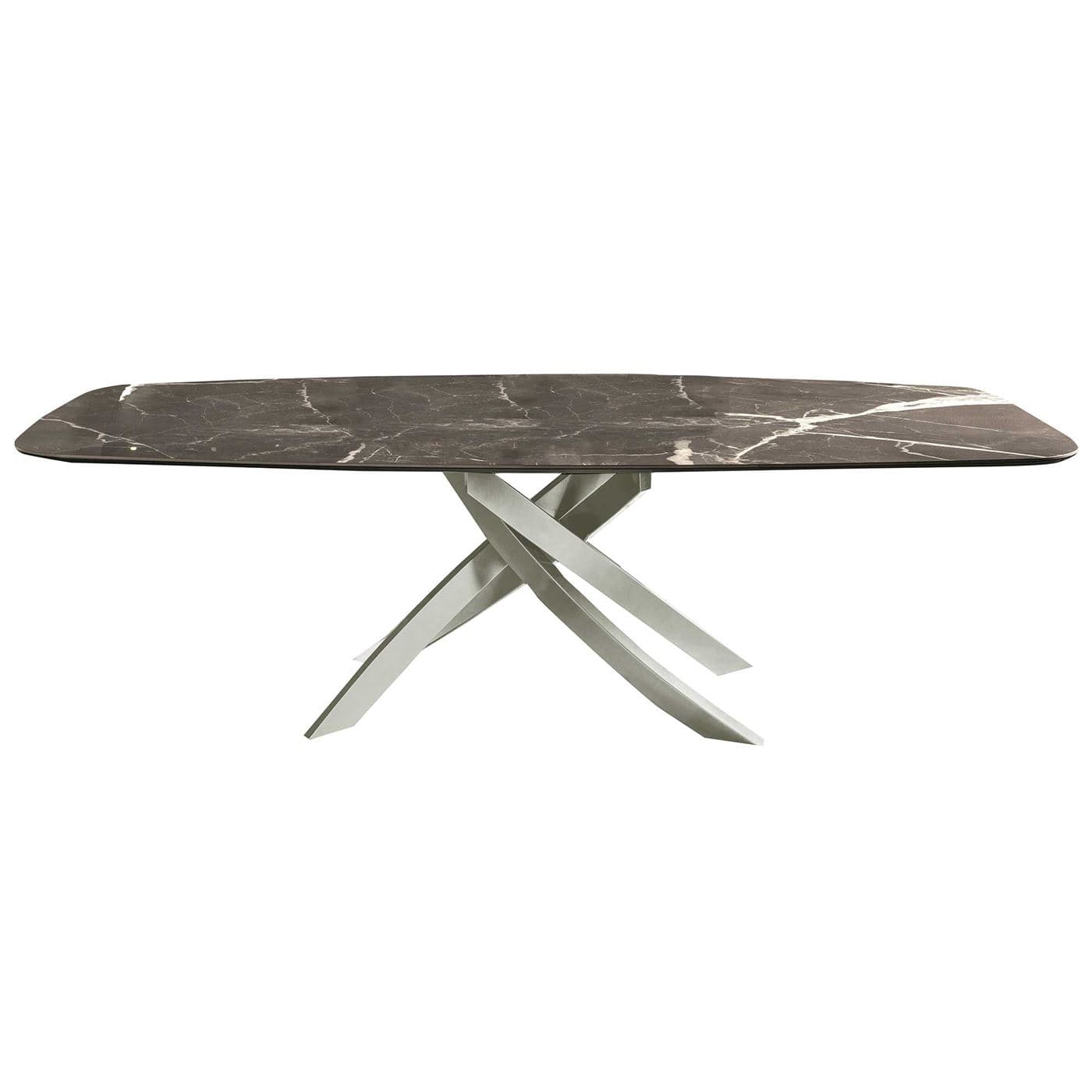 Bontempi Artisitico Dining Table, Marble grey white and light grey base