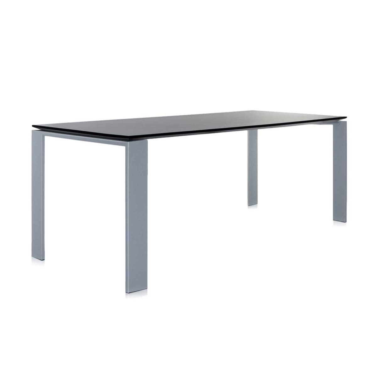 Kartell Four Soft Touch Dining Table, Black on Aluminium