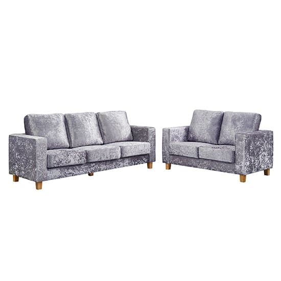 Wasp Crushed Velvet 2 Seater And 3 Seater Sofa Suite In Silver