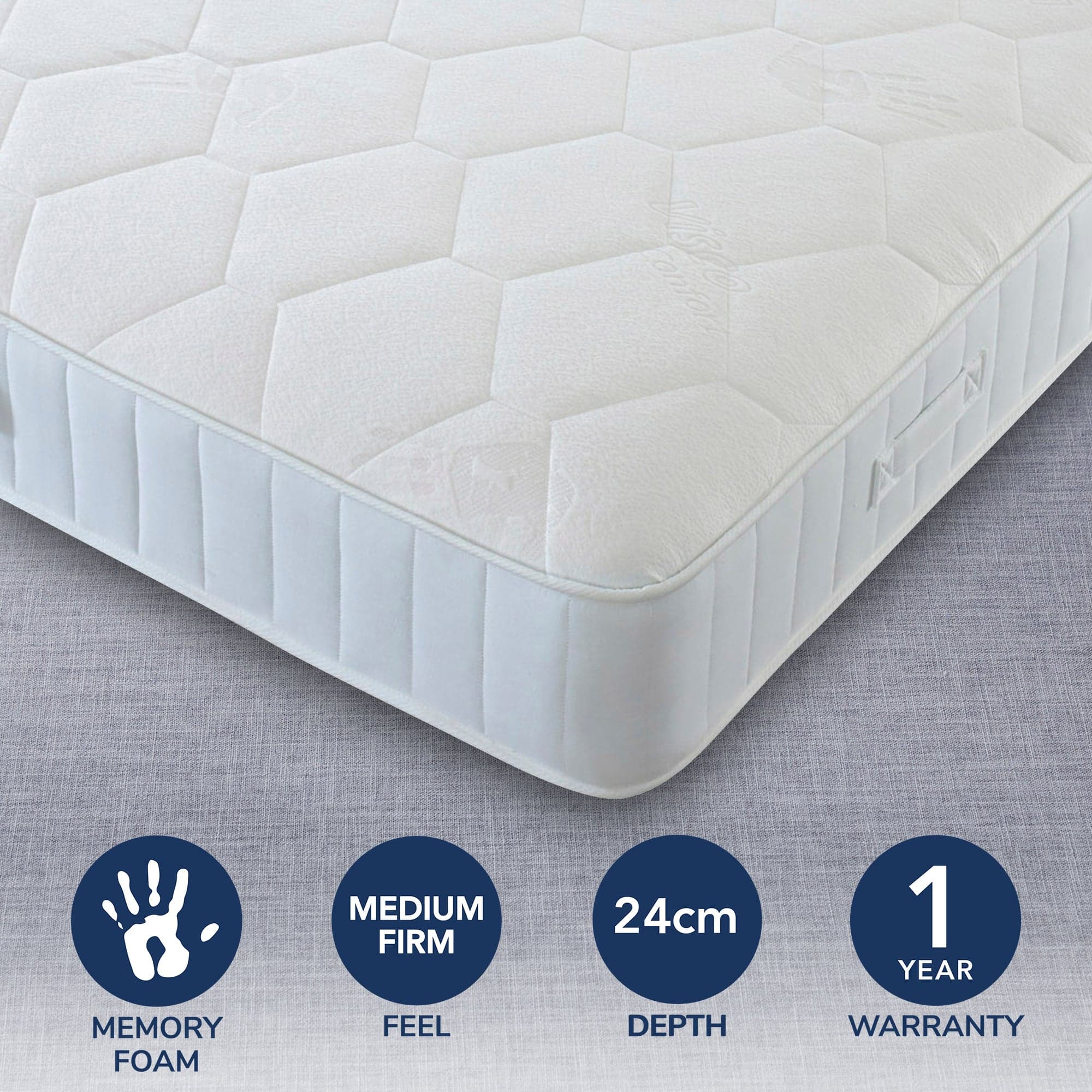 Egyptian Cotton Medium Firm Orthopaedic Memory Foam Mattress White