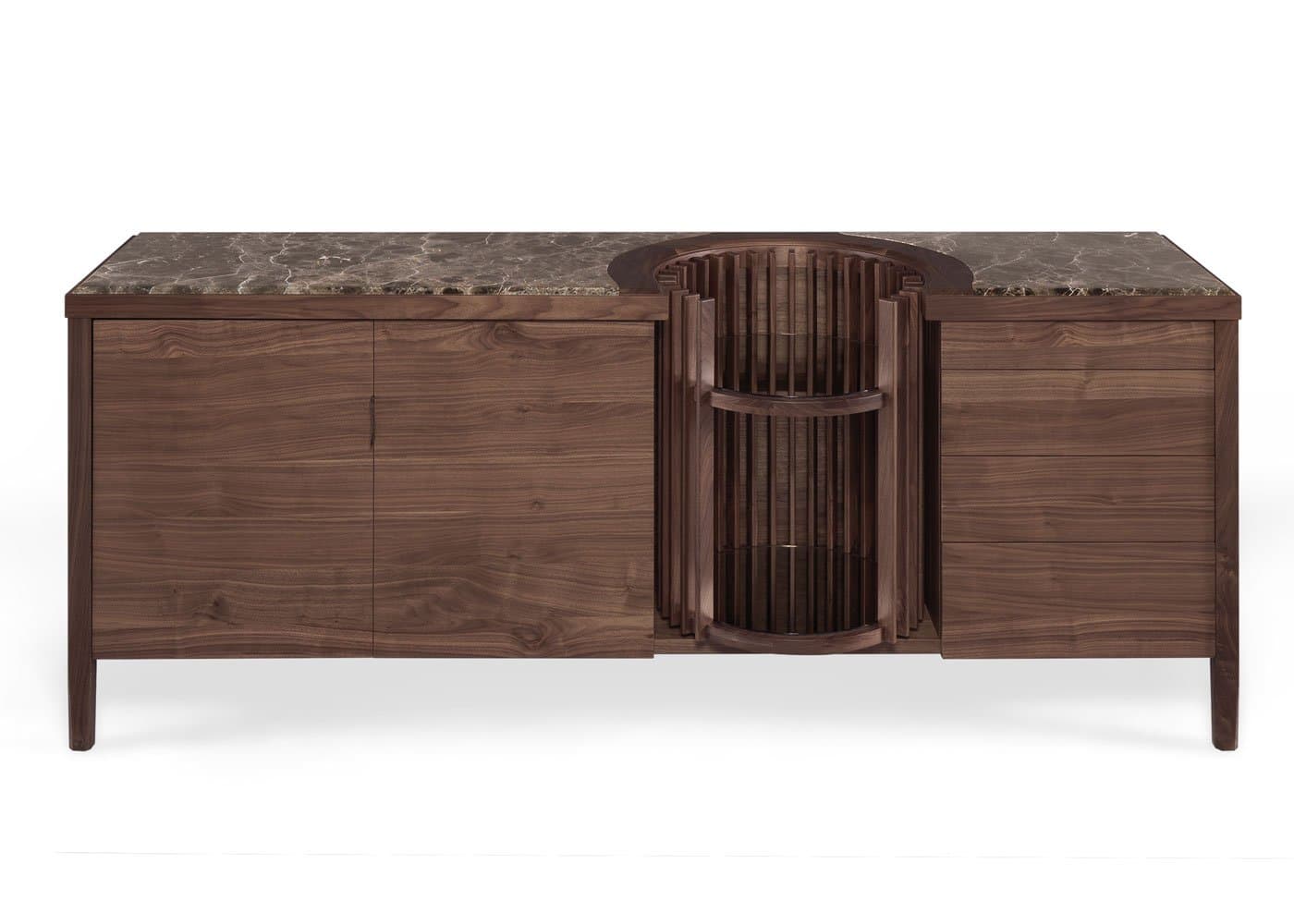 Wewood Carousel Sideboard Walnut & Emperador Marble