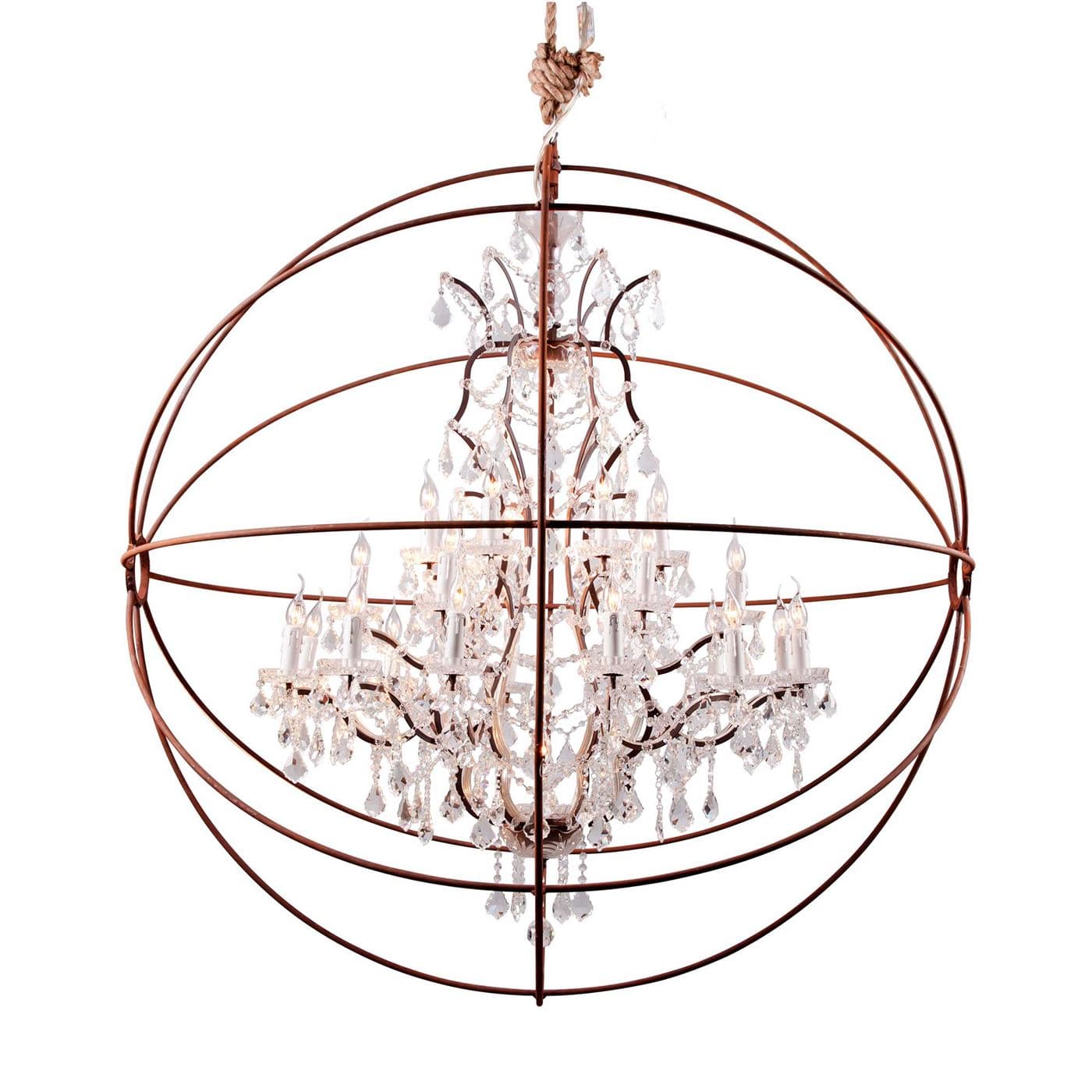 Timothy Oulton Gyro Large Crystal Chandelier, Antique Rust