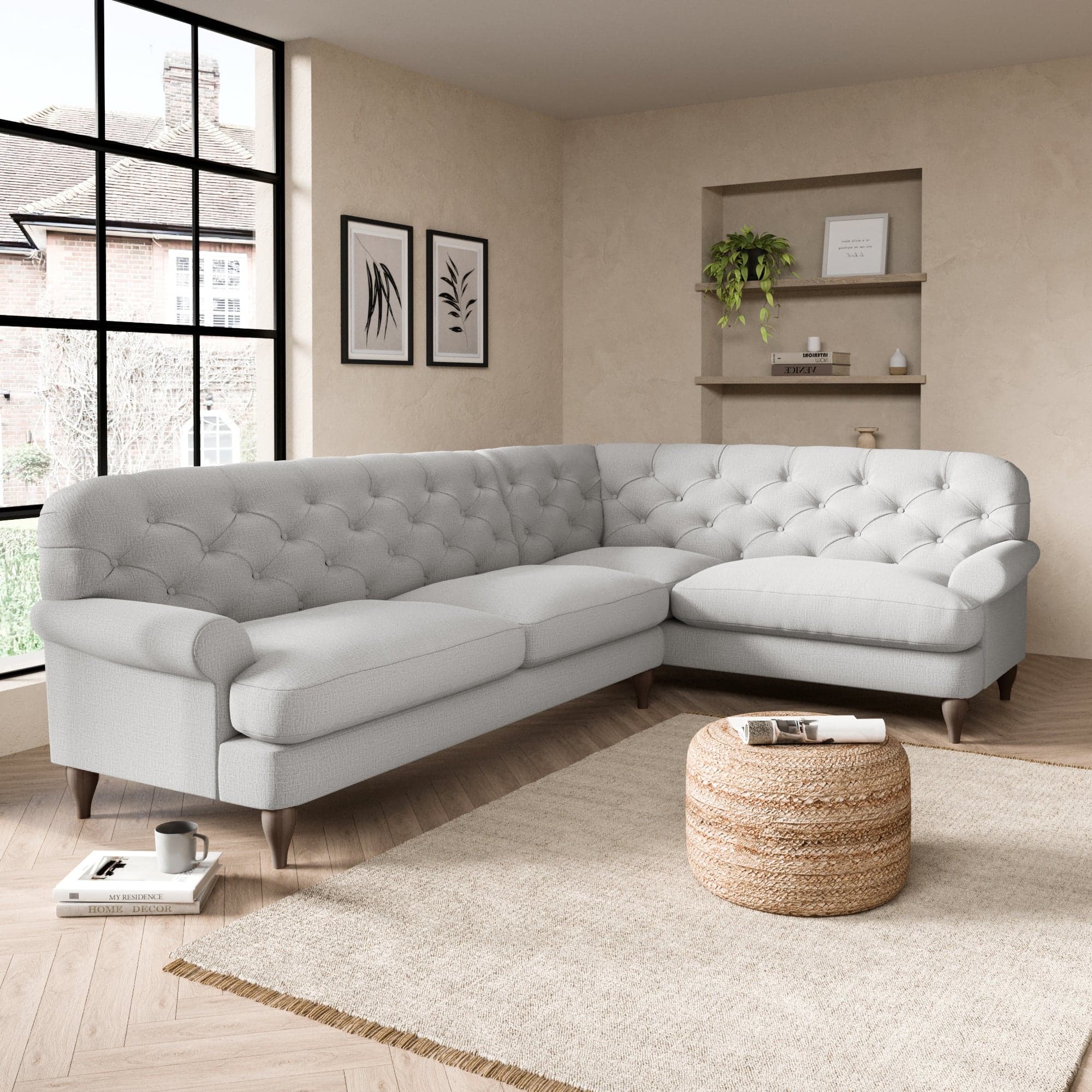 Canterbury Textured Weave Right Hand Corner Sofa Silver