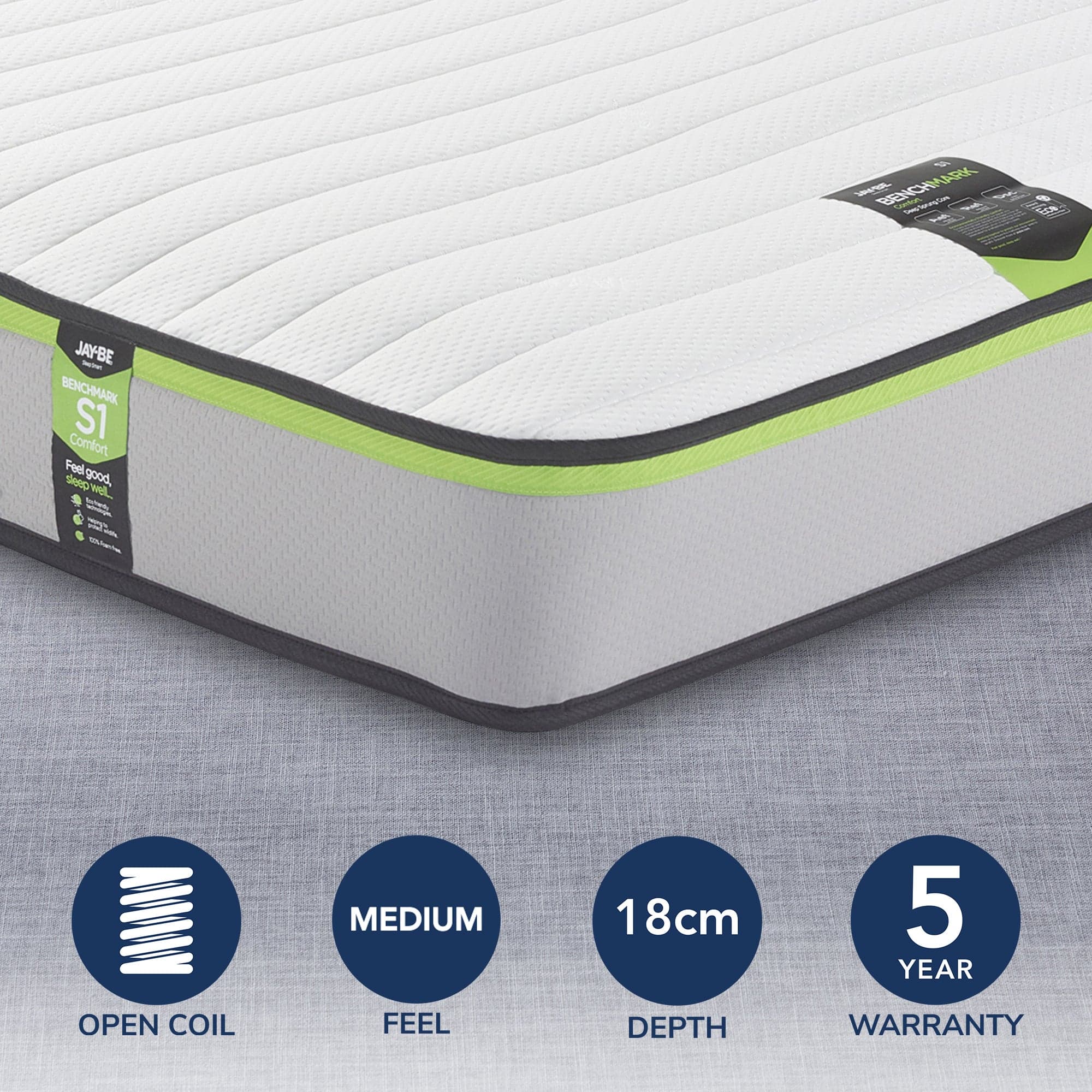 Jay-Be Benchmark S1 Medium Comfort Sprung Mattress White