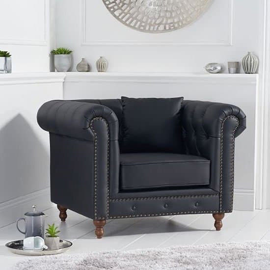 Montrose Leather Armchair In Black