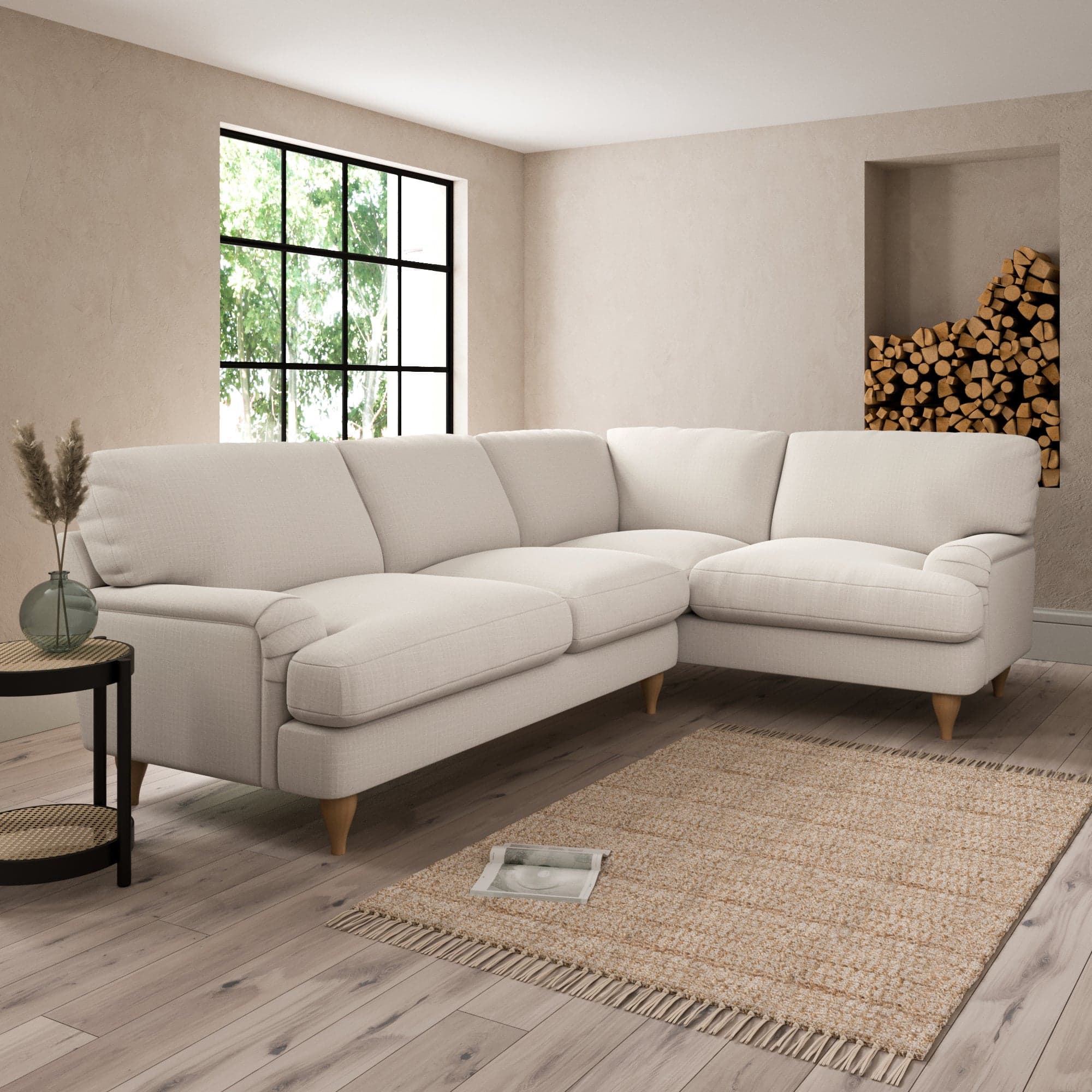 Darwin Slub Cotton Blend Right Hand Corner Sofa Slub Cotton Sandstone