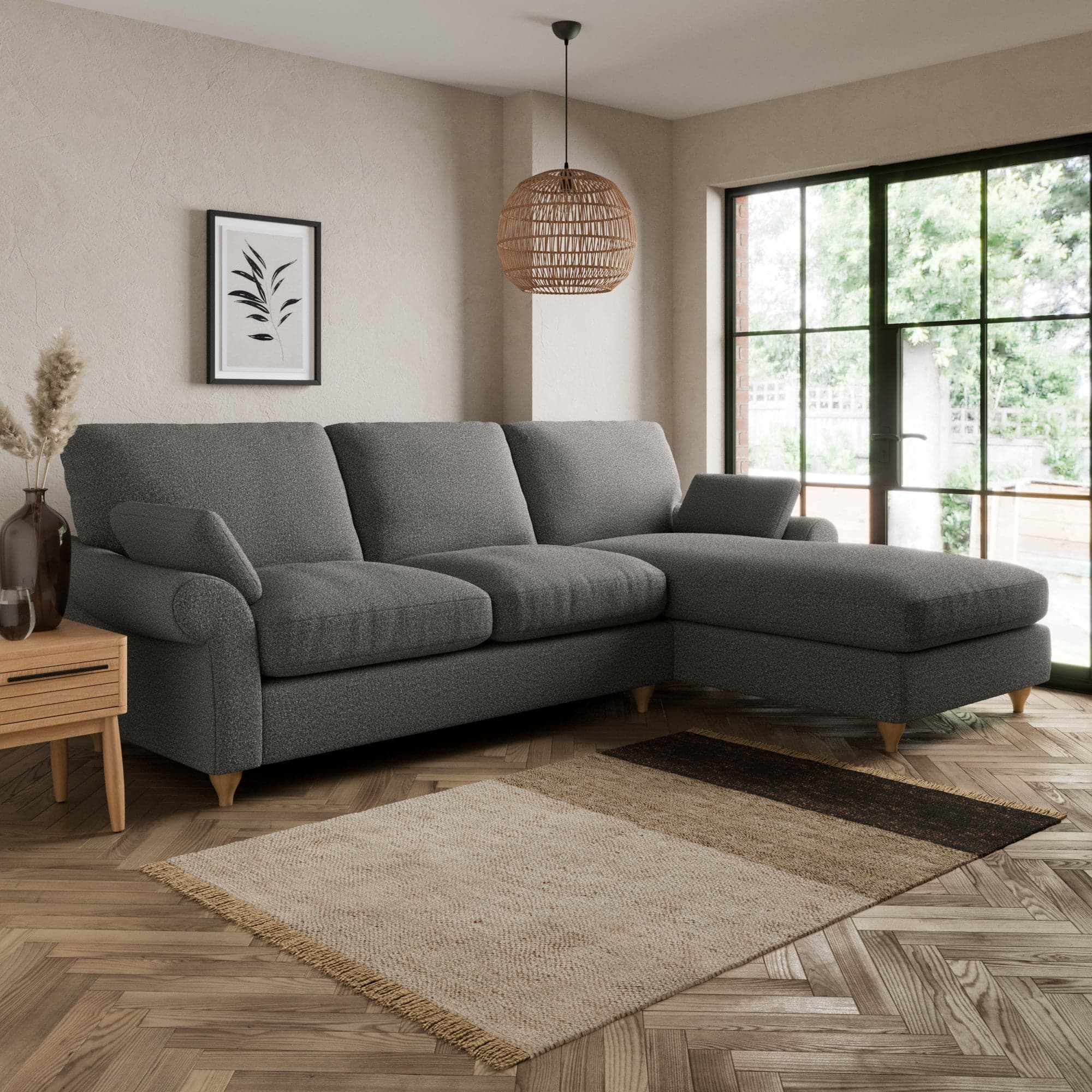 Salisbury Cosy Marl Right Hand Corner Sofa Dark Grey