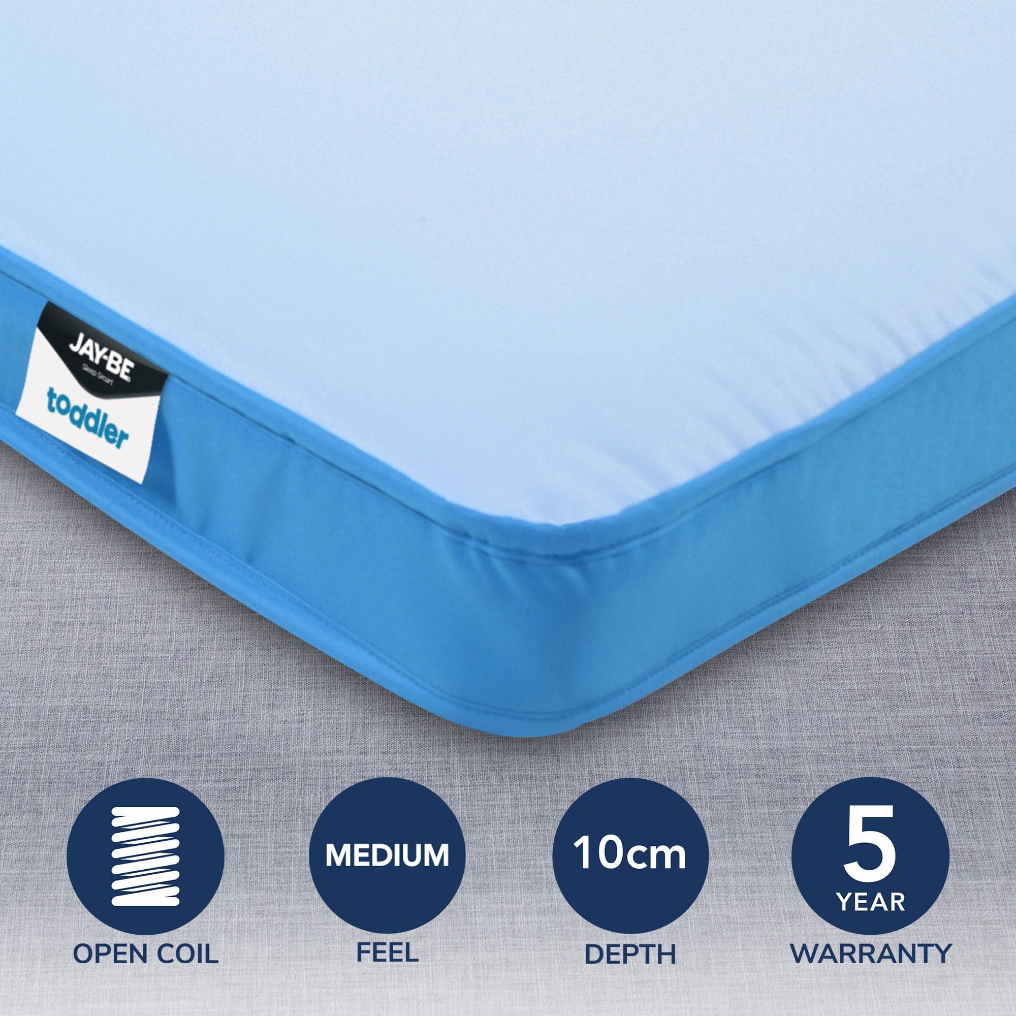 JayBe Toddler Medium Waterproof Foam Free Pocket Sprung Mattress Blue
