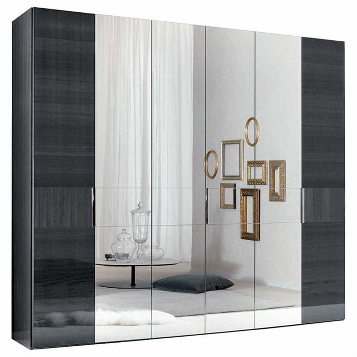Borgia 6 Door Wardrobe, Grey High Gloss