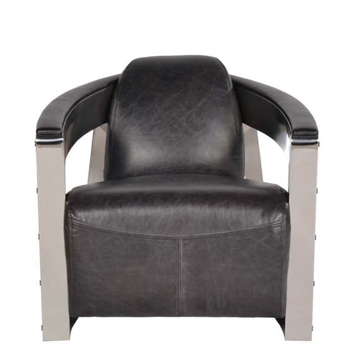 Timothy Oulton Mars MK3 Chair, Old Saddle Black with Shiny Steel