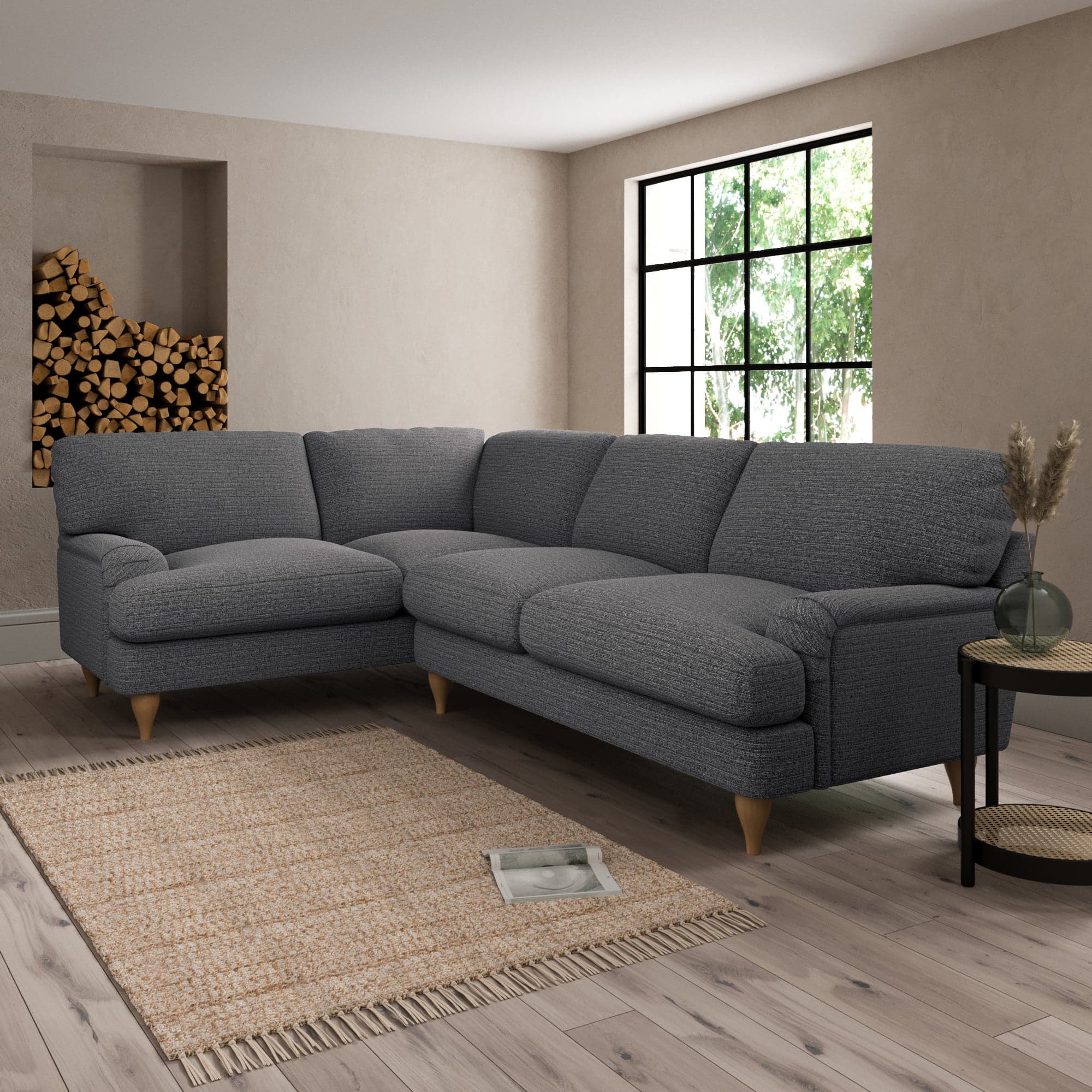 Darwin Textured Weave Left Hand Corner Sofa Textured Weave Graphite