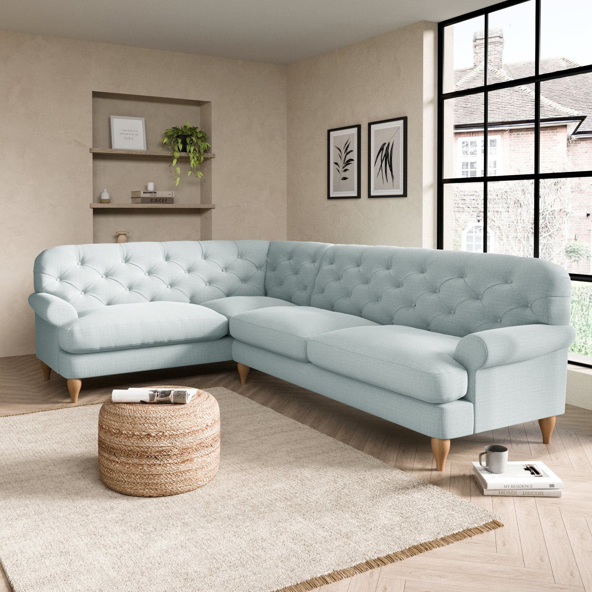 Canterbury Slub Cotton Blend Left Hand Corner Sofa Grey