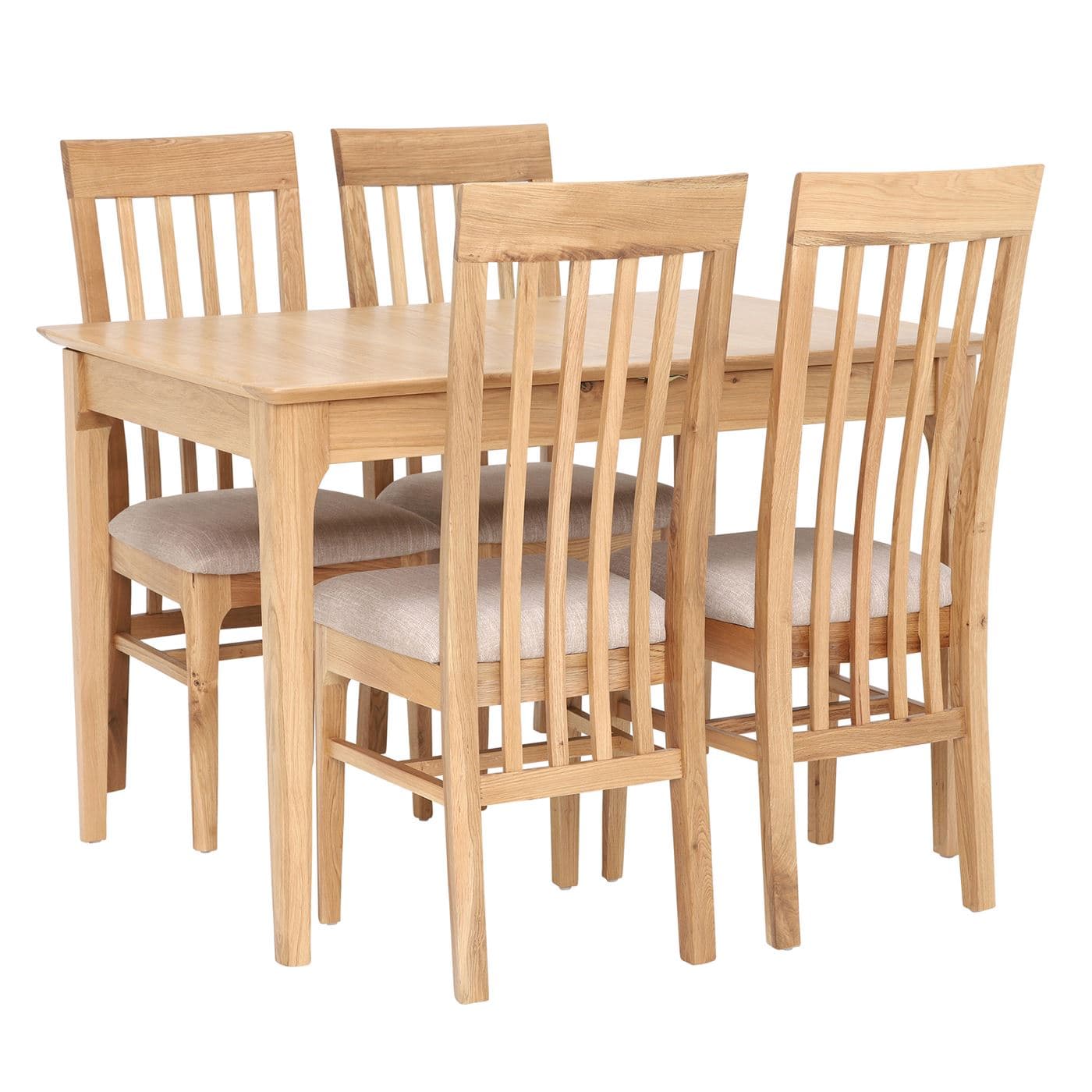 Stanwick Extending Dining Table and 4 Slat Back Dining Chairs