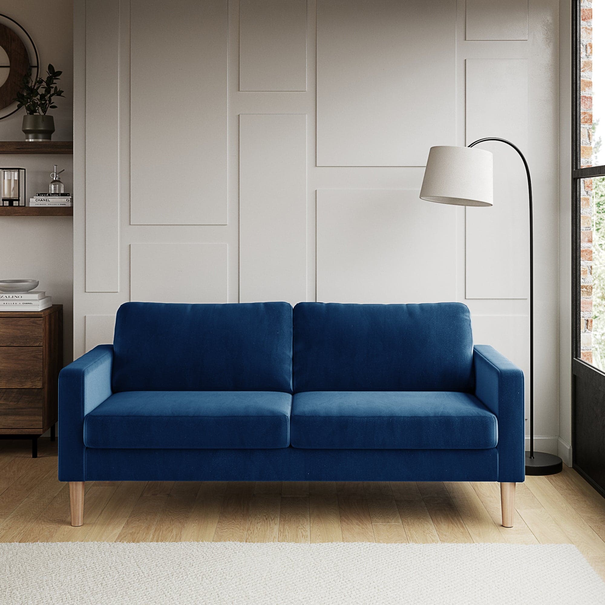 Jacob Velvet 3 Seater Sofa Luxe Navy