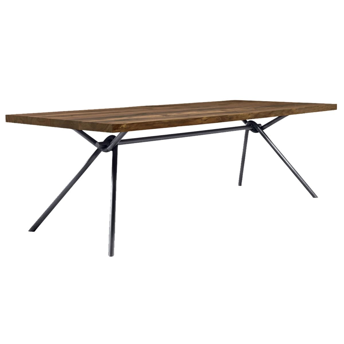 Riva 1920 Iron Light Square Dining Table, Walnut and Iron Dust