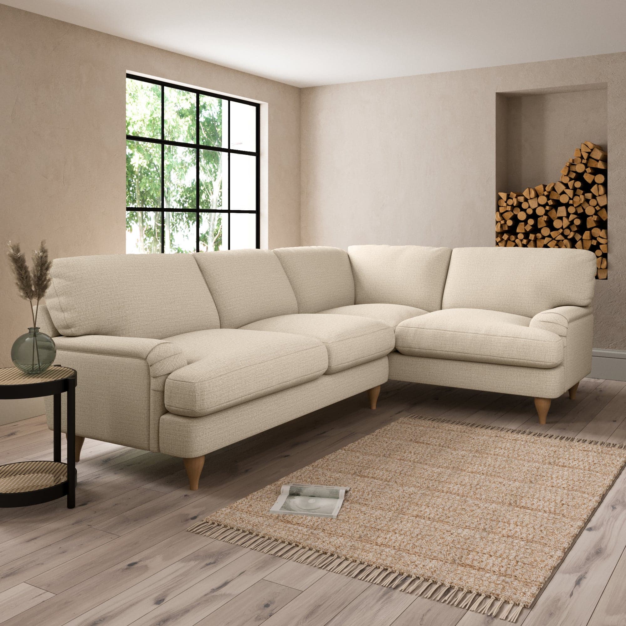Darwin Textured Weave Right Hand Corner Sofa Textured Weave Honey