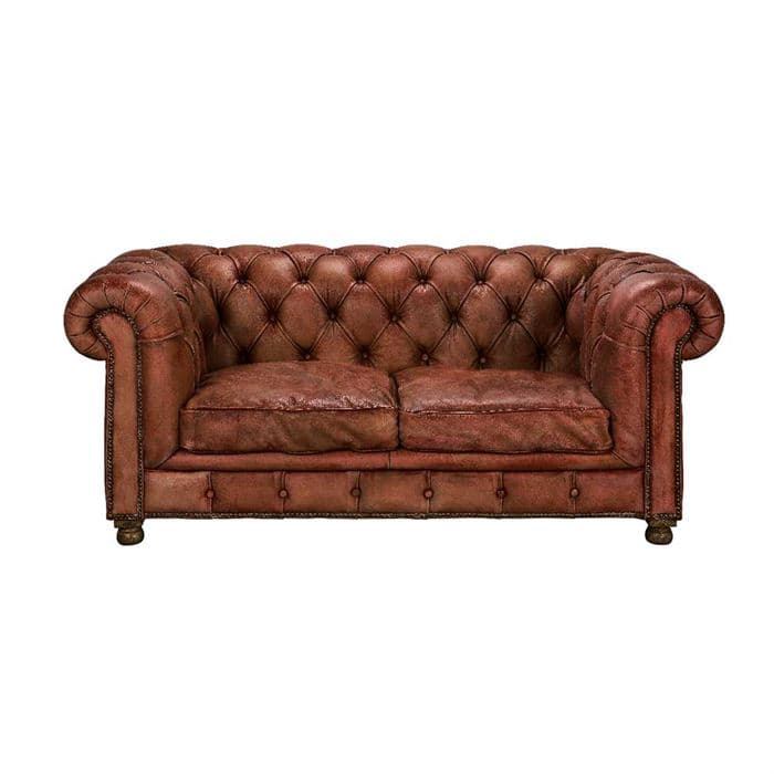 Timothy Oulton Westminster Feather 2 Seater Sofa, Vegabond Red Leather