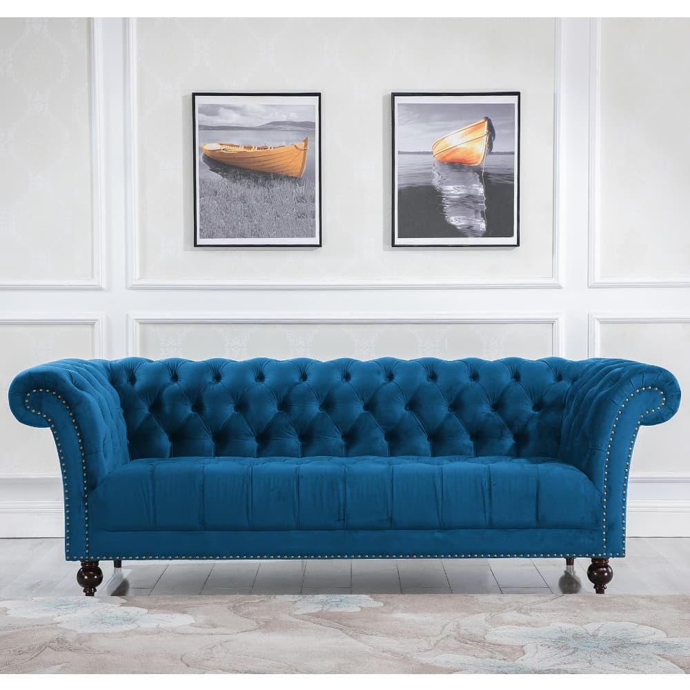 Chester Blue Fabric 3 Seater Sofa