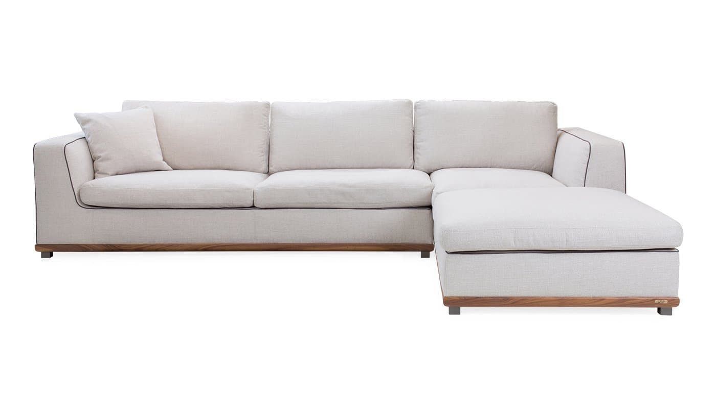 Porada Kirk Left hand Corner Sofa 3 Back Cushions Walnut Frame