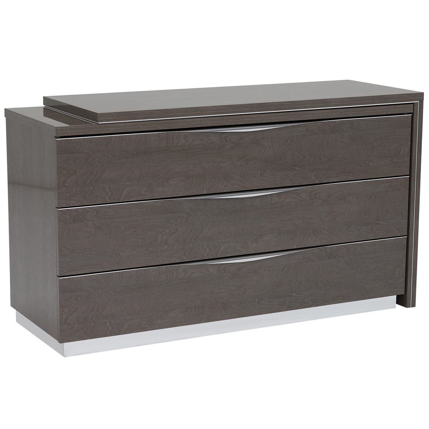 Lutyen 3 Drawer Dresser With Vanity Extension, Grey And Taupe