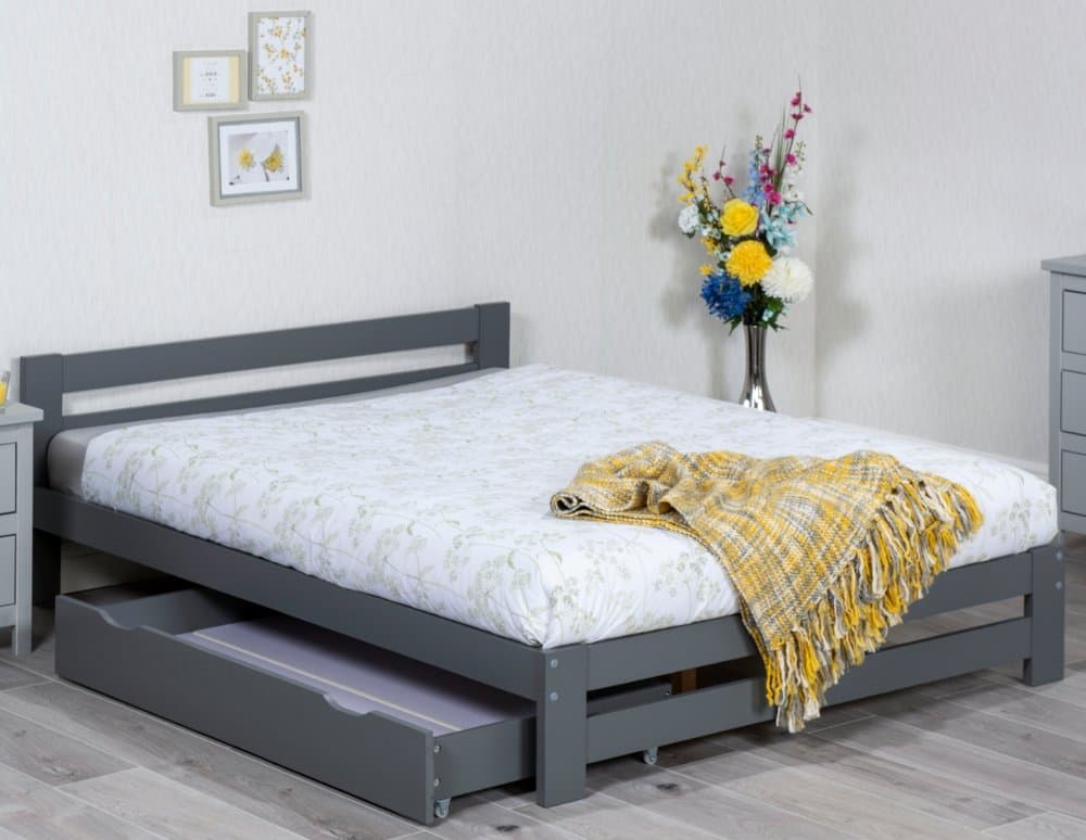 Xiamen Grey Wooden Bed Frame Only - 4ft Small Double
